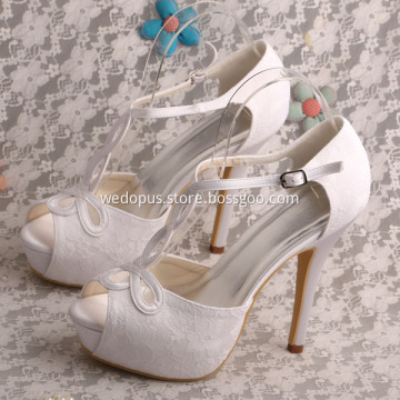 High Platform Lace Wedding Sandals T-strap